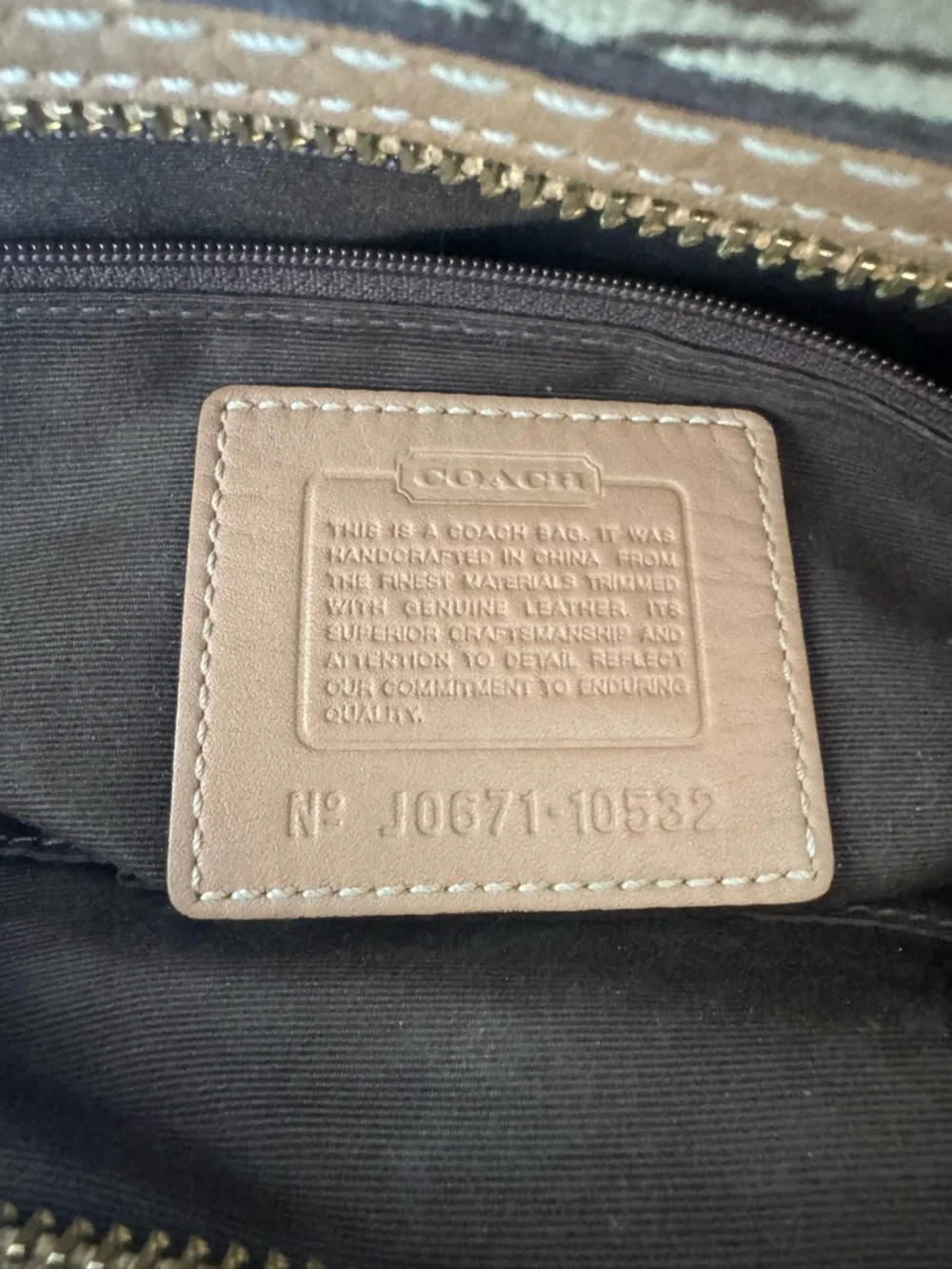 Coach Signature Hampton Satchel  Beige Canvas with Tan Leather Trim Style 10532 - Picture 6 of 8
